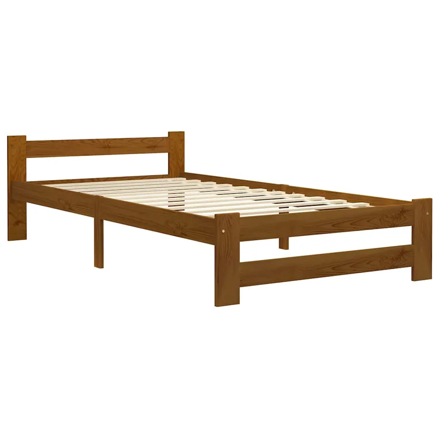 Cadre de lit sans matelas marron miel pin massif 100x200 cm - 2