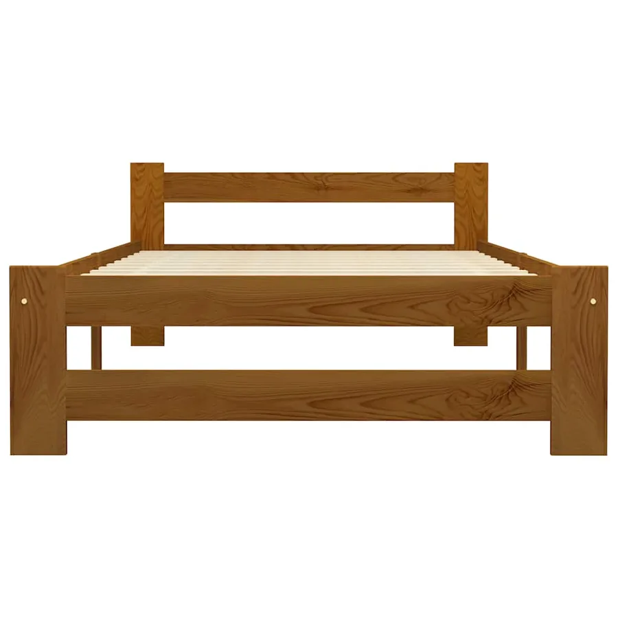 Cadre de lit sans matelas marron miel pin massif 100x200 cm - 3