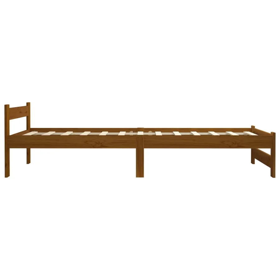 Cadre de lit sans matelas marron miel pin massif 100x200 cm - 4