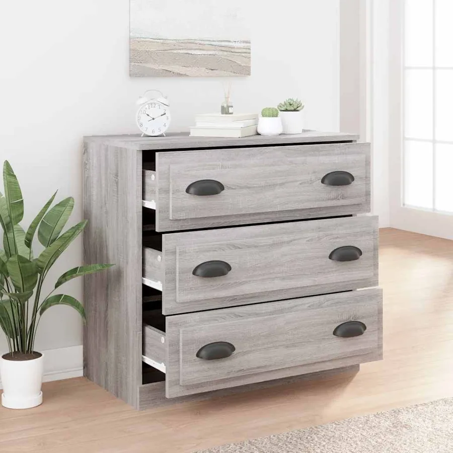 Buffet sonoma gris 70x35,5x67,5 cm bois d'ingénierie - 6
