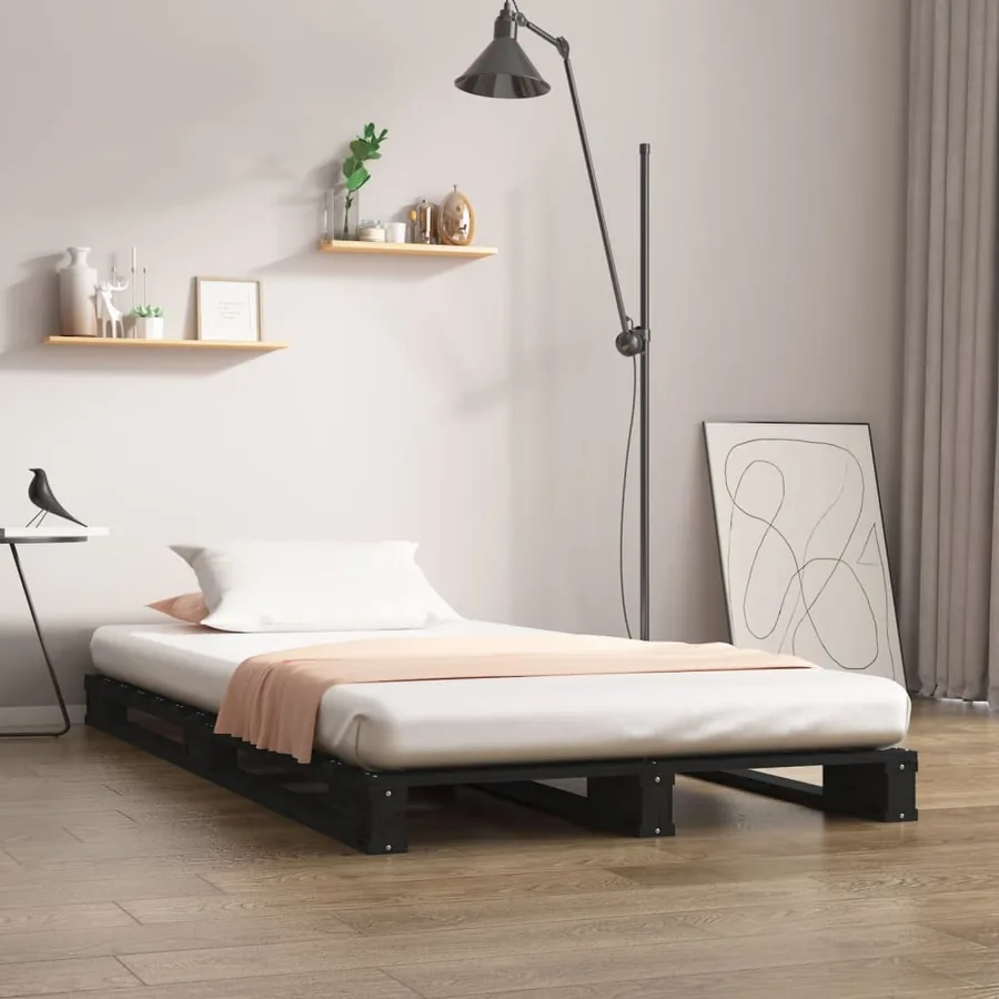 Lit de palette sans matelas noir bois massif
