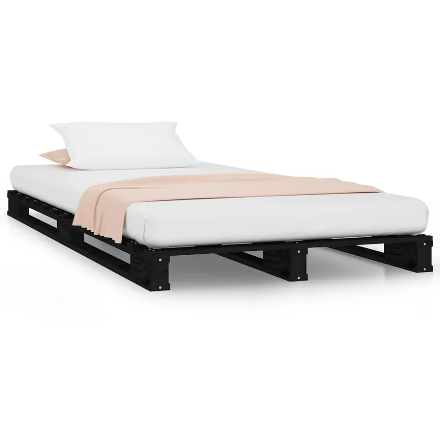 Lit de palette sans matelas noir bois massif - 2