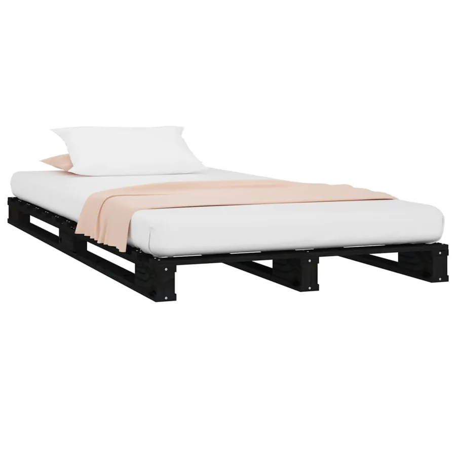 Lit de palette sans matelas noir bois massif - 3