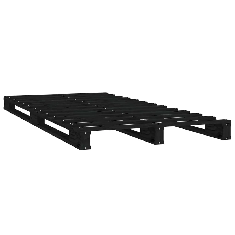 Lit de palette sans matelas noir bois massif - 4