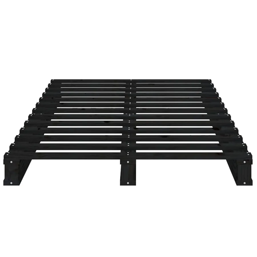 Lit de palette sans matelas noir bois massif - 5