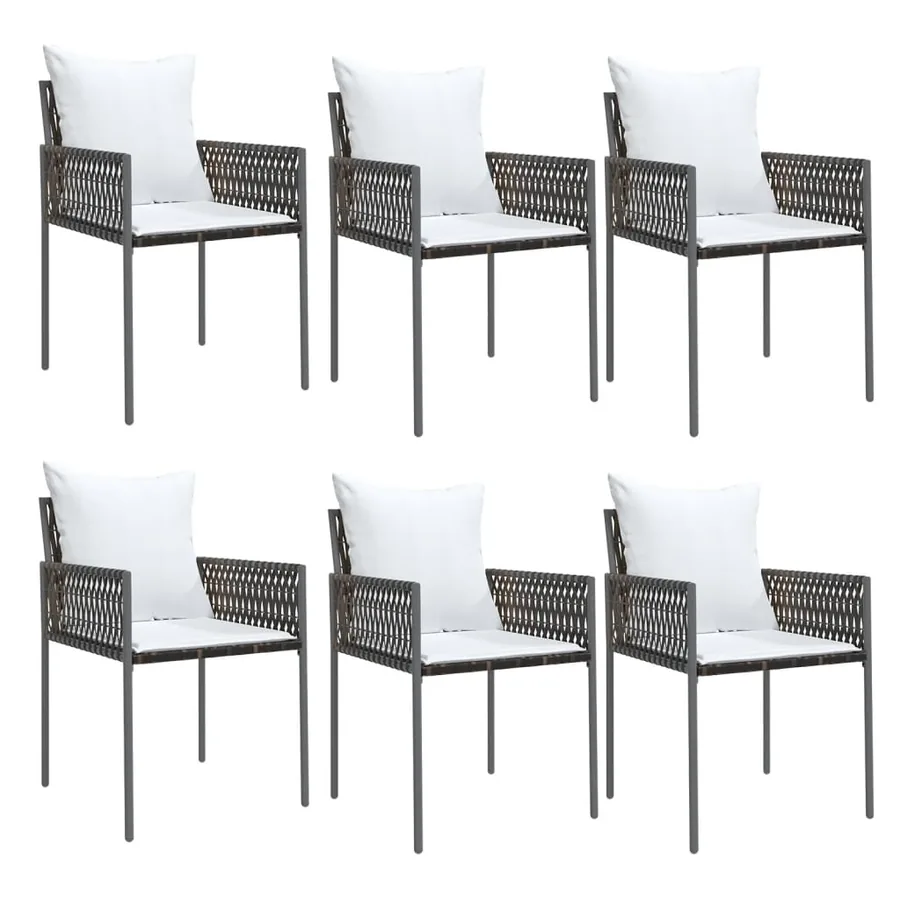 Ensemble à manger de jardin 7 pcs coussins résine tressée acier - 4