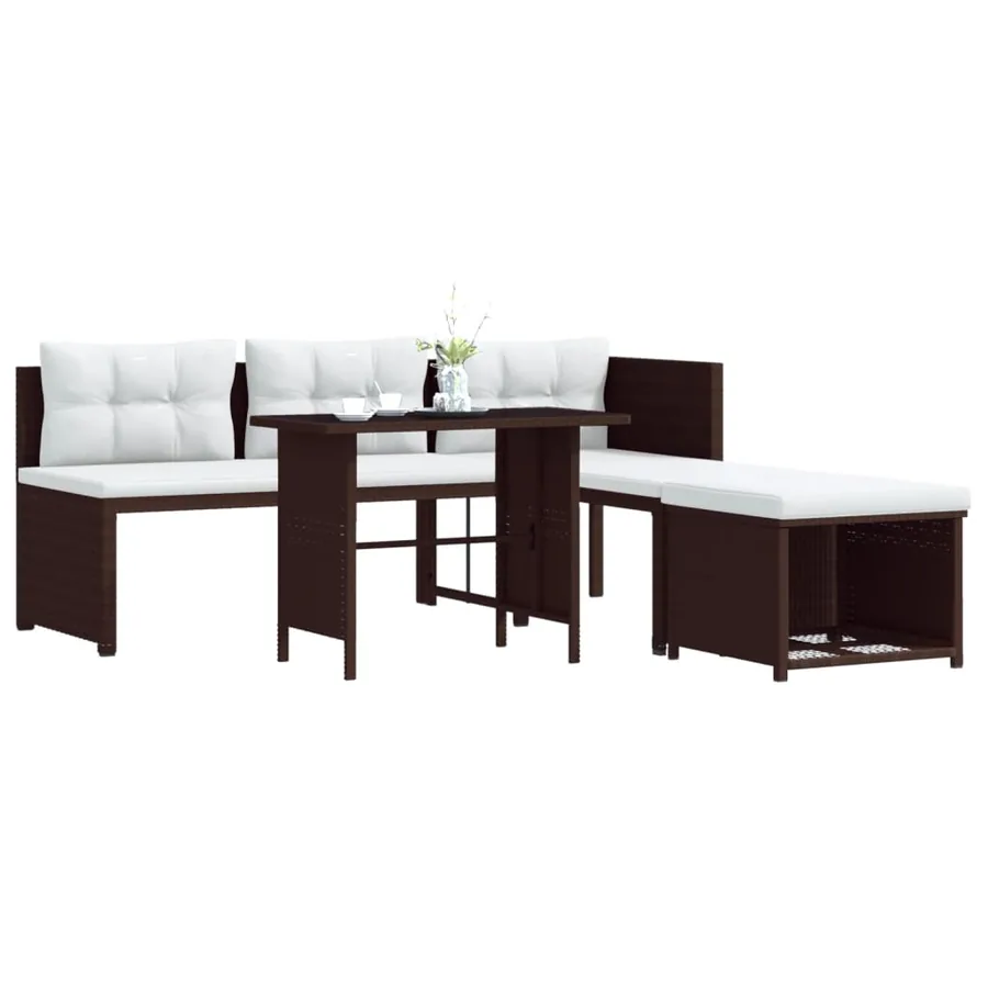 Salon de jardin 4 pcs Résine tressée Marron - 11