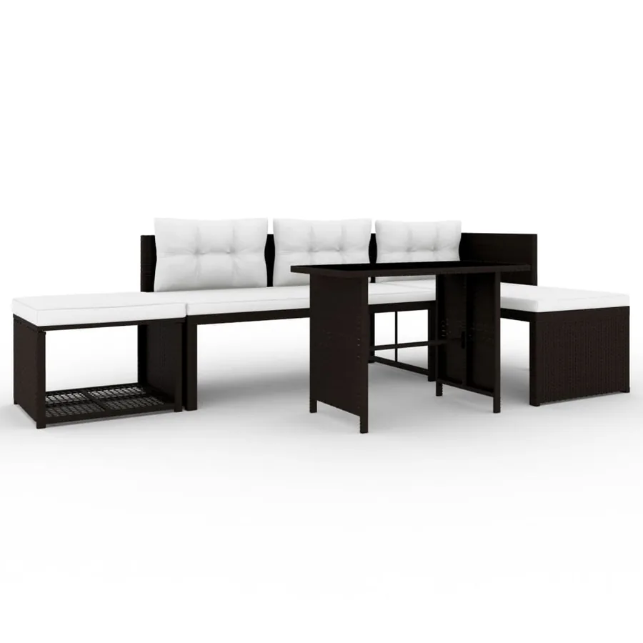 Salon de jardin 4 pcs Résine tressée Marron - 2