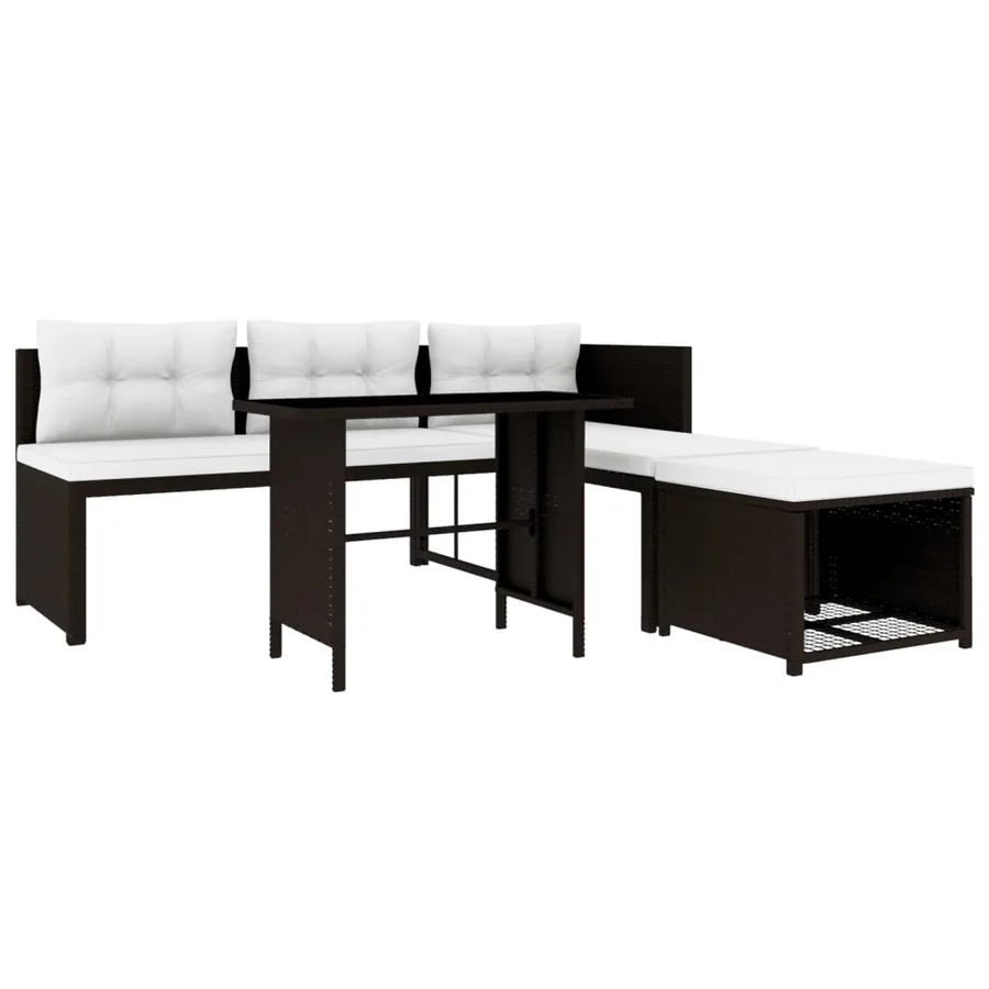 Salon de jardin 4 pcs Résine tressée Marron - 3