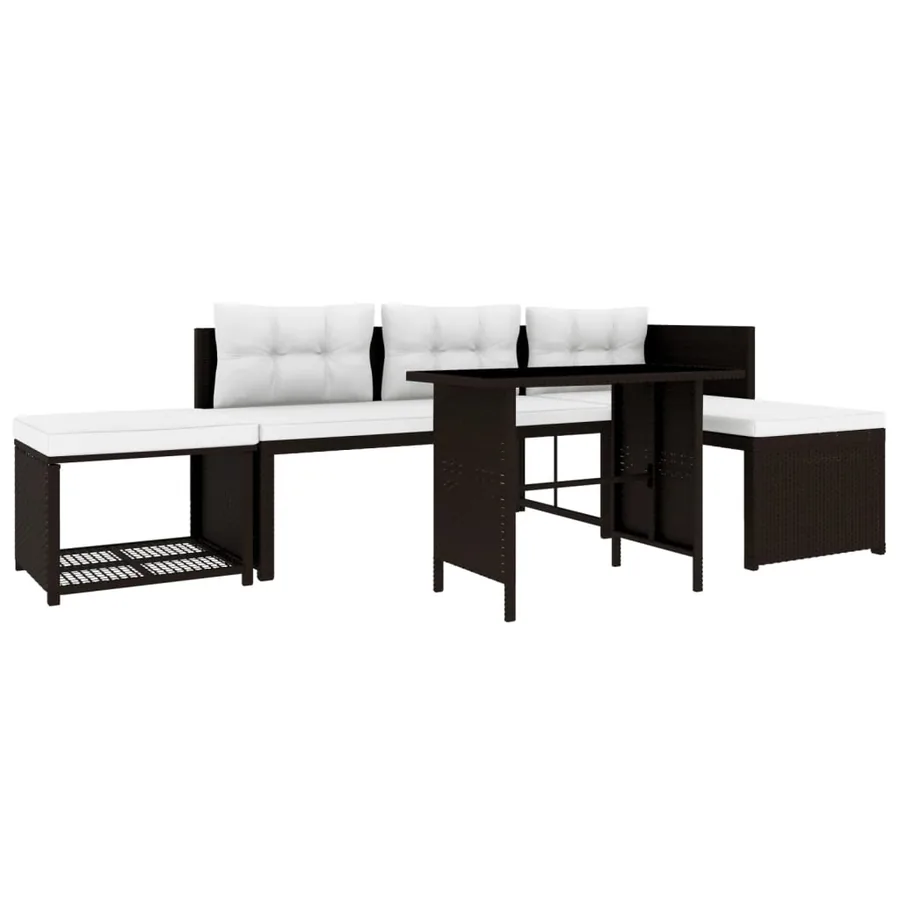 Salon de jardin 4 pcs Résine tressée Marron - 4