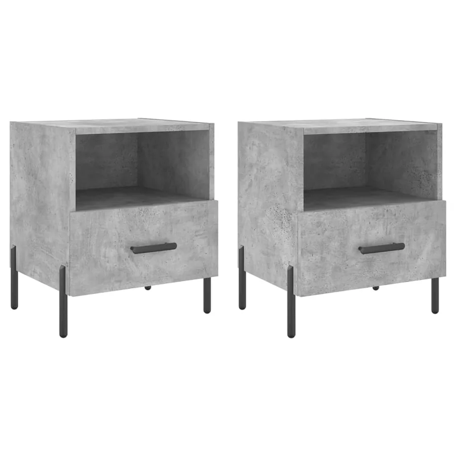 Tables de chevet 2pcs gris béton 40x35x47,5cm bois d’ingénierie - 2