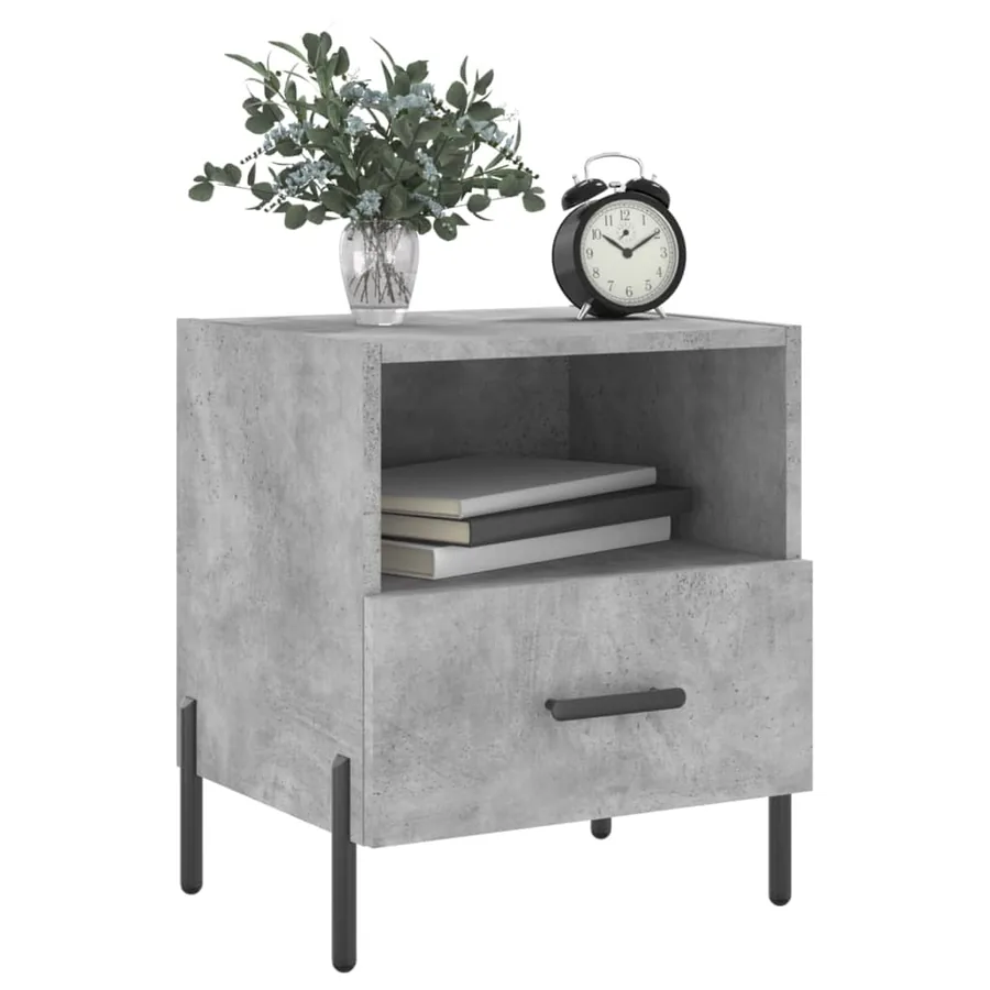 Tables de chevet 2pcs gris béton 40x35x47,5cm bois d’ingénierie - 4