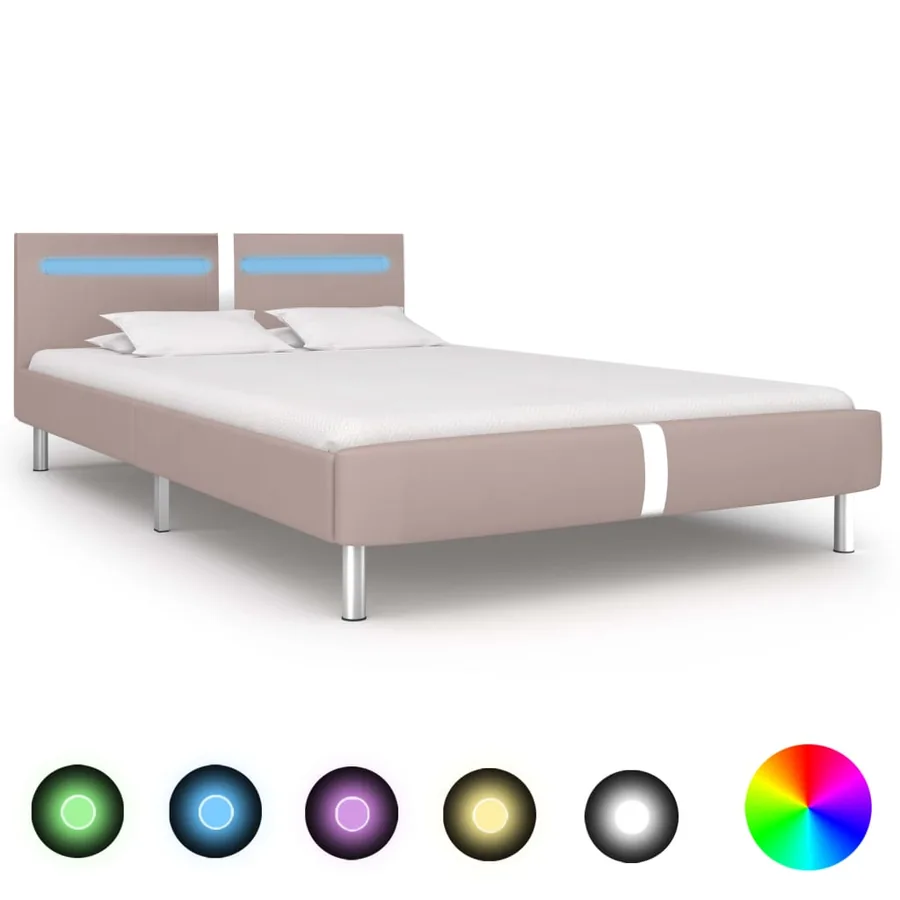 Cadre de lit avec LED sans matelas cappuccino 120x200 cm
