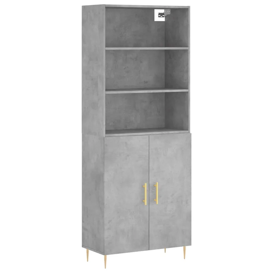 Buffet haut Gris béton 69,5x34x180 cm Bois d'ingénierie - 2