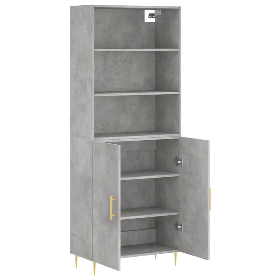 Buffet haut Gris béton 69,5x34x180 cm Bois d'ingénierie - 4