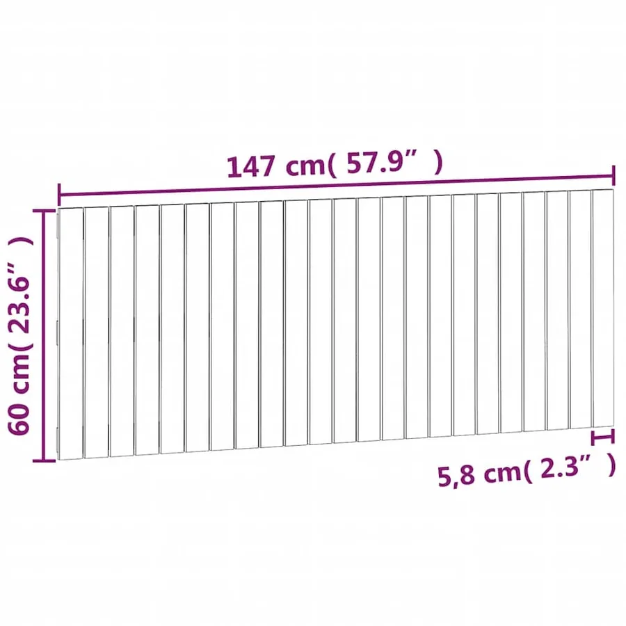 Tête de lit murale Blanc 147x3x60 cm Bois massif de pin - 7