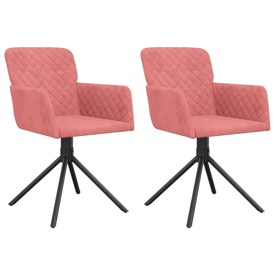 Chaises pivotantes à manger lot de 2 Rose Velours - 2