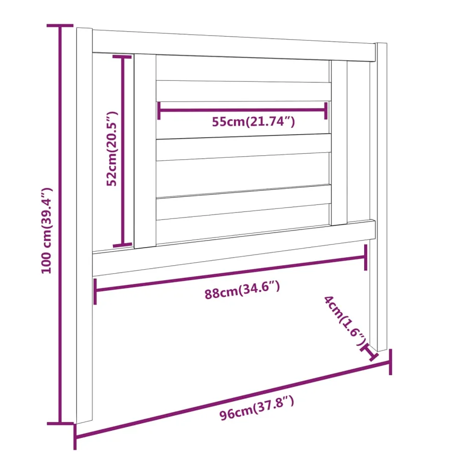 Tête de lit Blanc 96x4x100 cm Bois massif de pin - 6