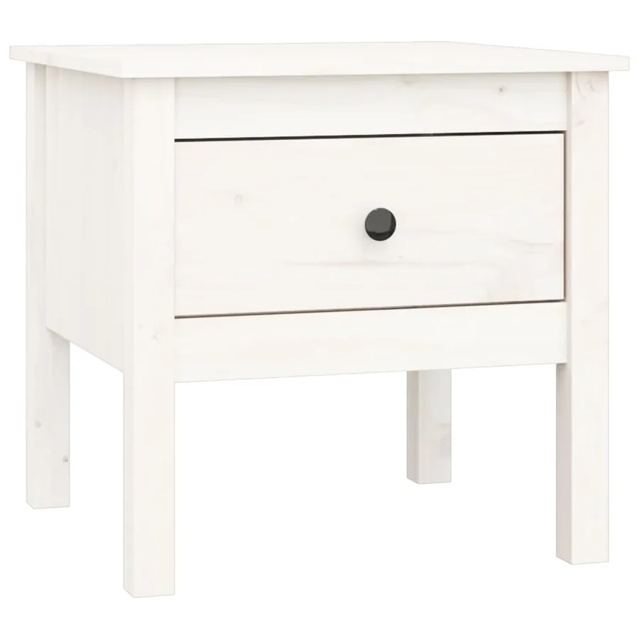 Tables d'appoint 2 pcs Blanc 50x50x49 cm Bois massif de pin - 3