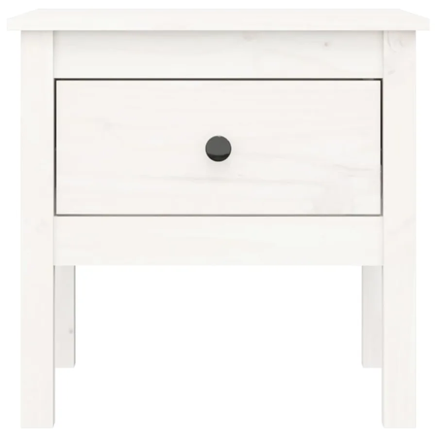 Tables d'appoint 2 pcs Blanc 50x50x49 cm Bois massif de pin - 8