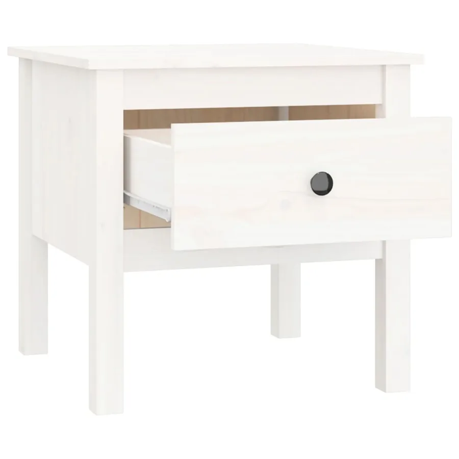 Tables d'appoint 2 pcs Blanc 50x50x49 cm Bois massif de pin - 9