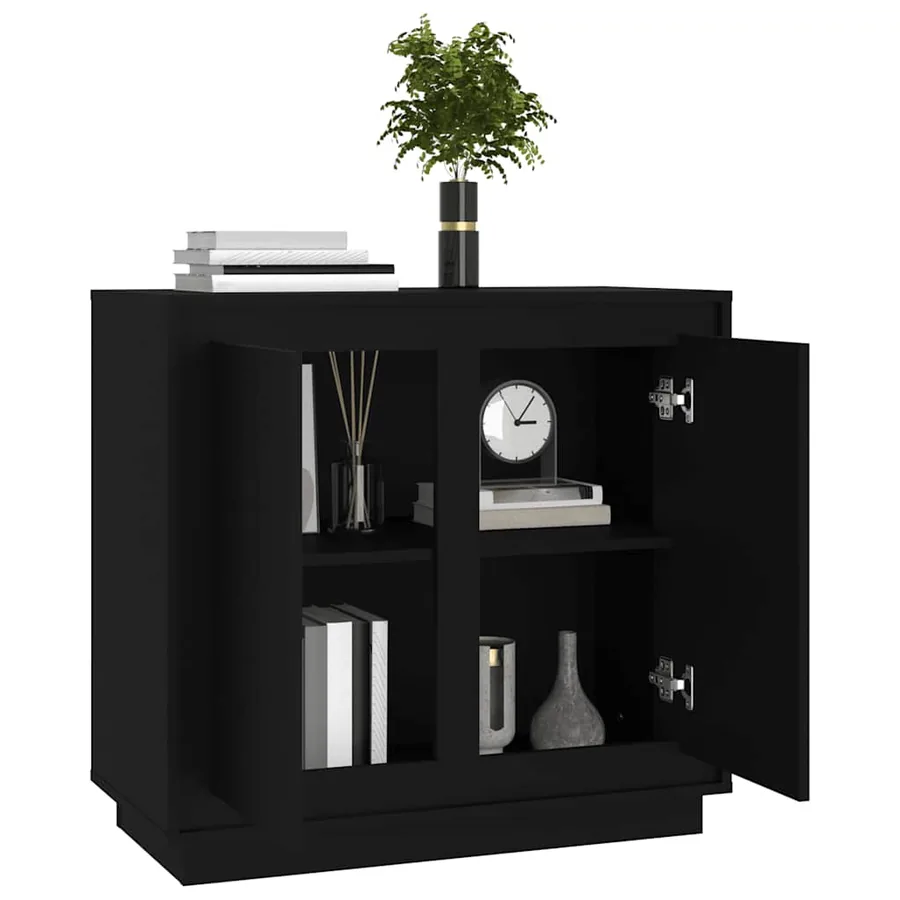 Buffet noir 80x34x75 cm bois d'ingénierie - 4