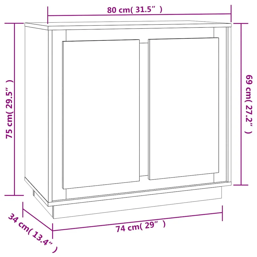 Buffet noir 80x34x75 cm bois d'ingénierie - 8