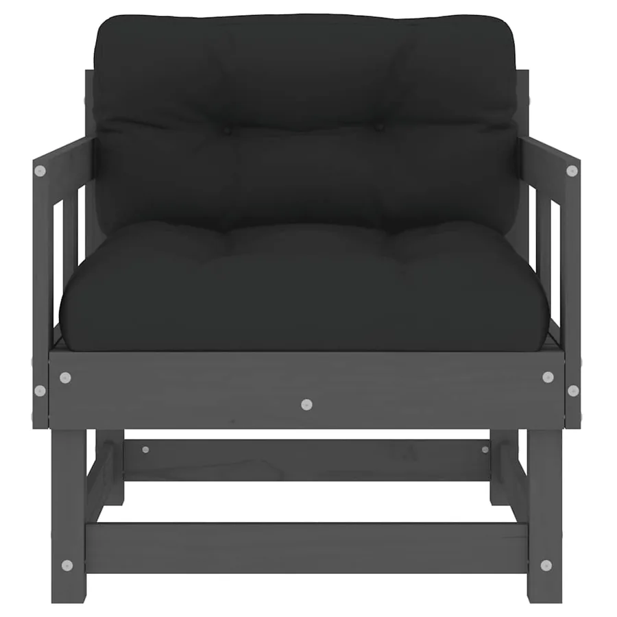 Chaises de jardin et coussins lot de 2 gris bois de pin massif - 4