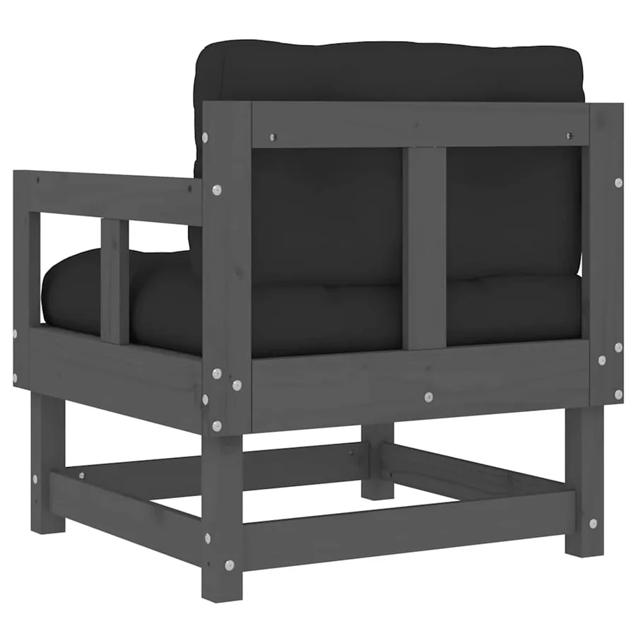 Chaises de jardin et coussins lot de 2 gris bois de pin massif - 7
