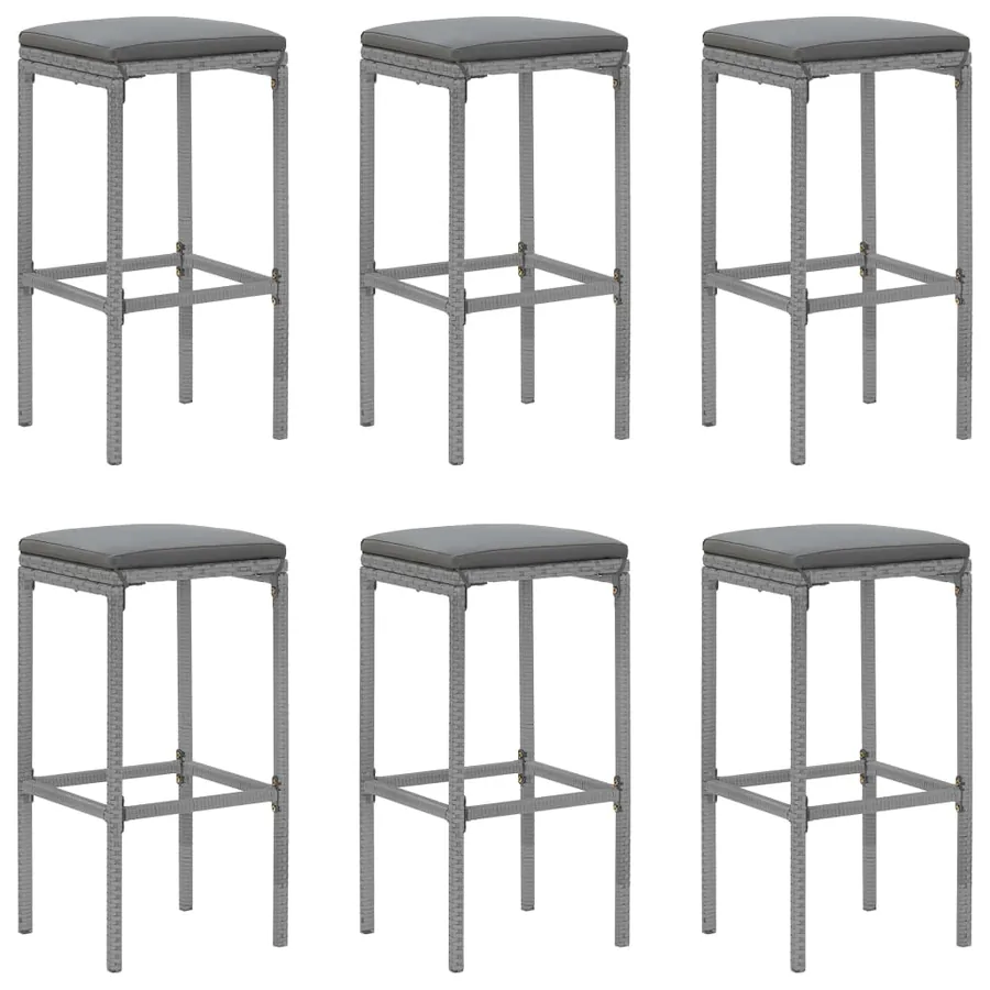 Ensemble de bar de jardin 7 pcs avec coussins gris poly rotin - 4