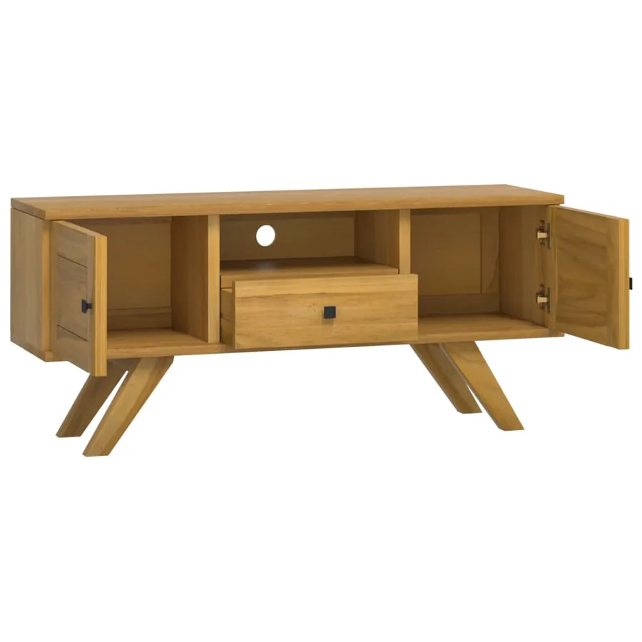 Meuble TV 110x30x35 cm Bois de teck solide - 4