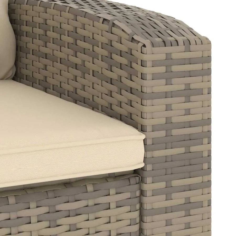 Fauteuil inclinable de jardin avec coussins marron clair rotin - 9