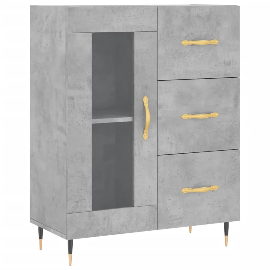 Buffet haut Gris béton 69,5x34x180 cm Bois d'ingénierie - 6
