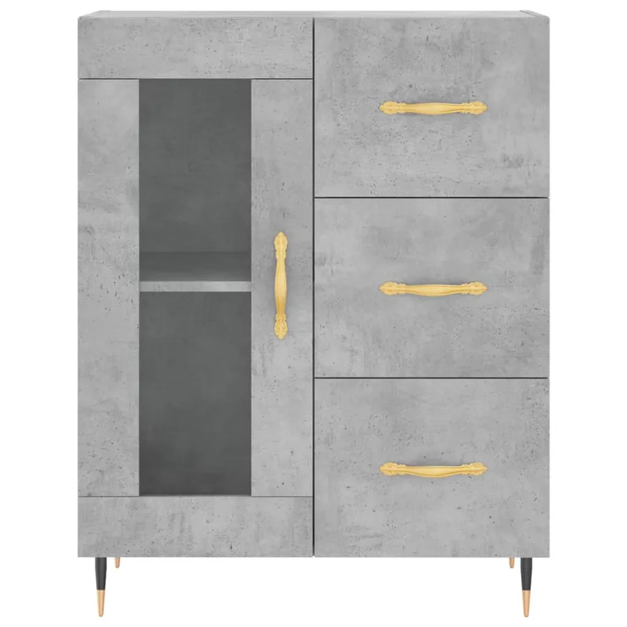 Buffet haut Gris béton 69,5x34x180 cm Bois d'ingénierie - 7