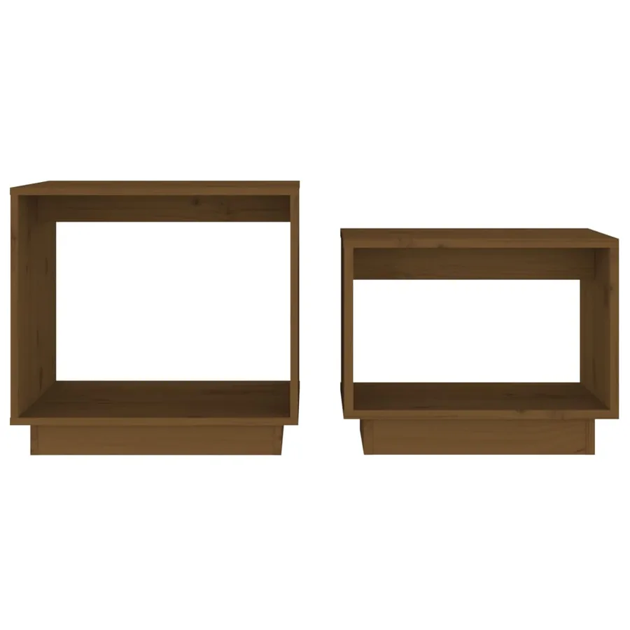 Tables basses gigognes 2 pcs Marron miel Bois de pin massif - 4