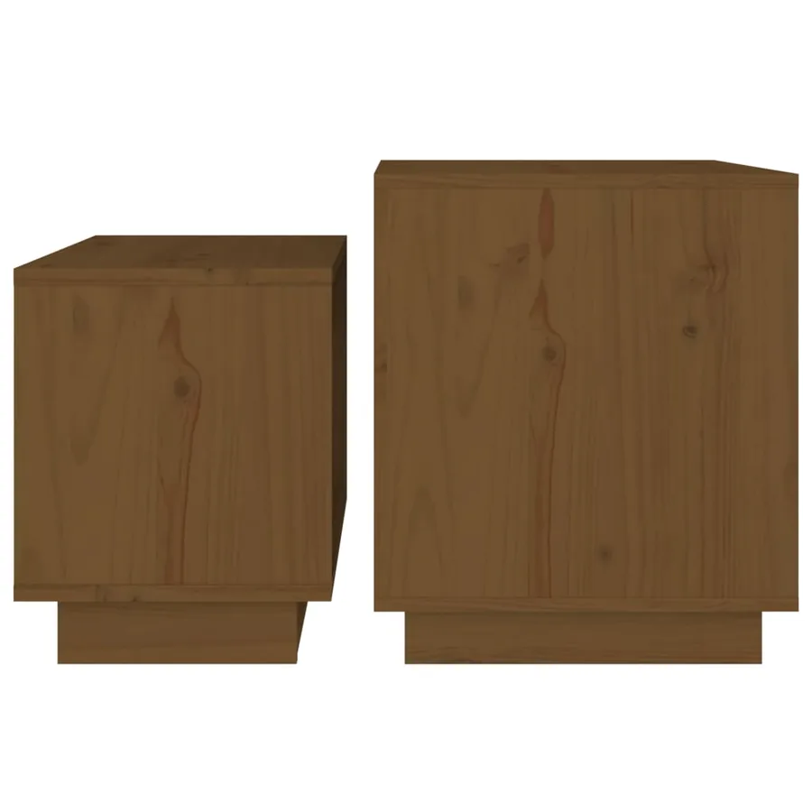 Tables basses gigognes 2 pcs Marron miel Bois de pin massif - 6
