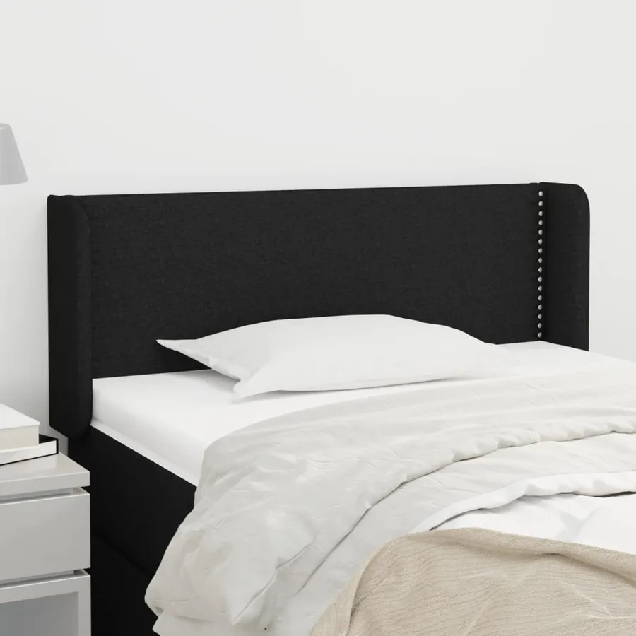 Tête de lit avec oreilles Noir 103x16x78/88 cm Tissu