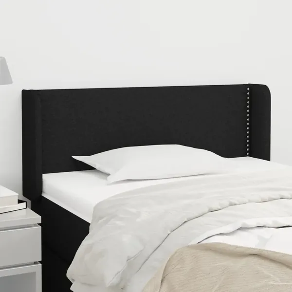 Tête de lit avec oreilles Noir 103x16x78/88 cm Tissu