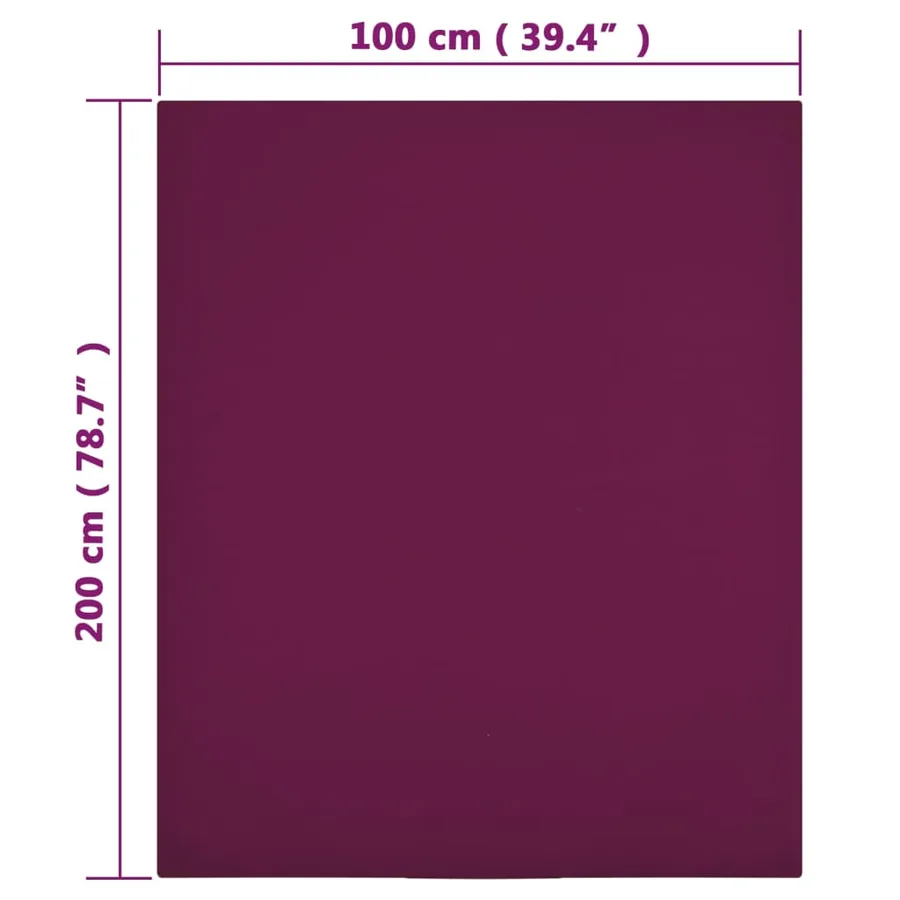 Draps-housses Jersey 2 pcs Bordeaux 100x200 cm Coton - 4