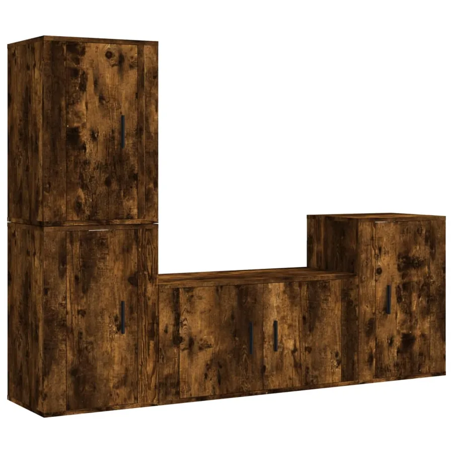 Ensemble de meubles TV 4 pcs Chêne fumé Bois d'ingénierie - 2