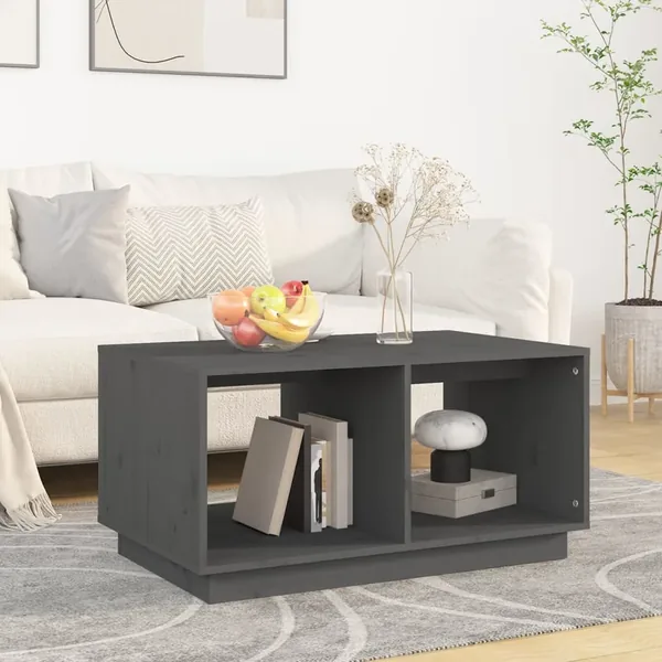 Table basse Gris 80x50x40 cm Bois massif de pin