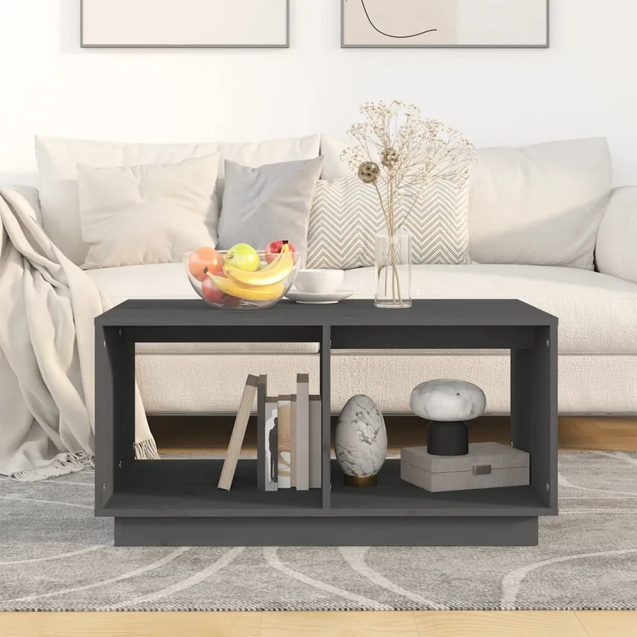 Table basse Gris 80x50x40 cm Bois massif de pin - 3