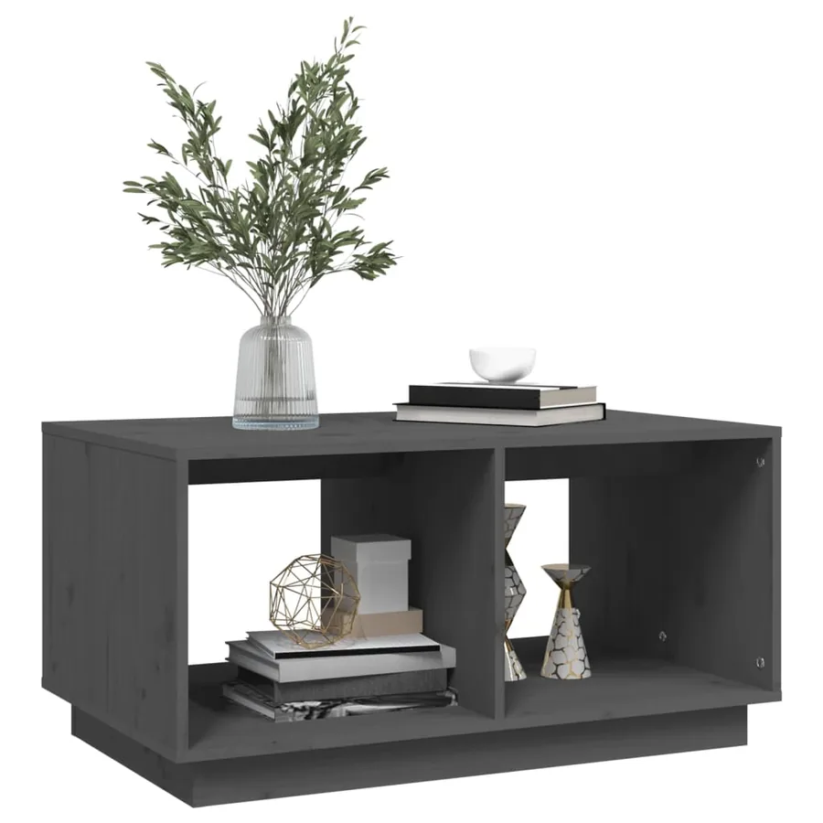 Table basse Gris 80x50x40 cm Bois massif de pin - 4