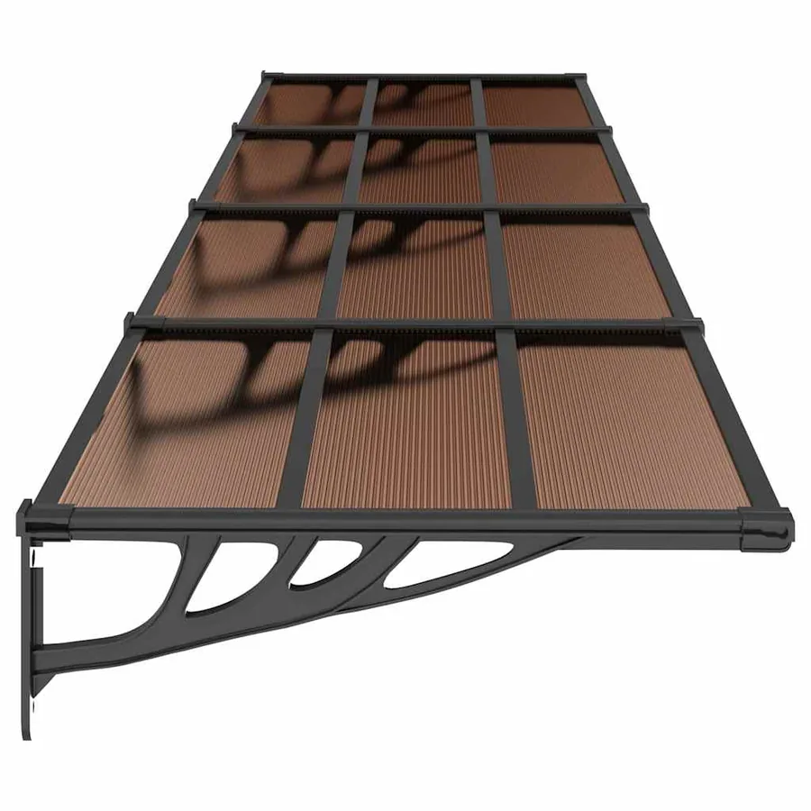 Auvent de porte Noir 396x90 cm Polycarbonate - 4