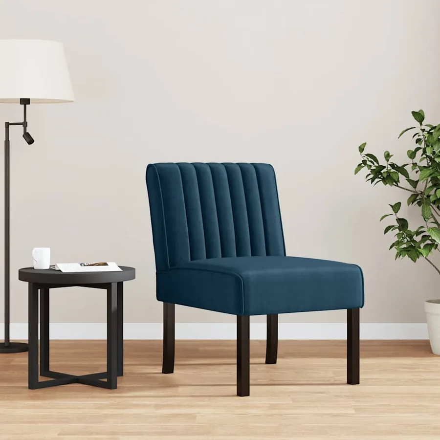 Fauteuil sans accoudoirs bleu velours