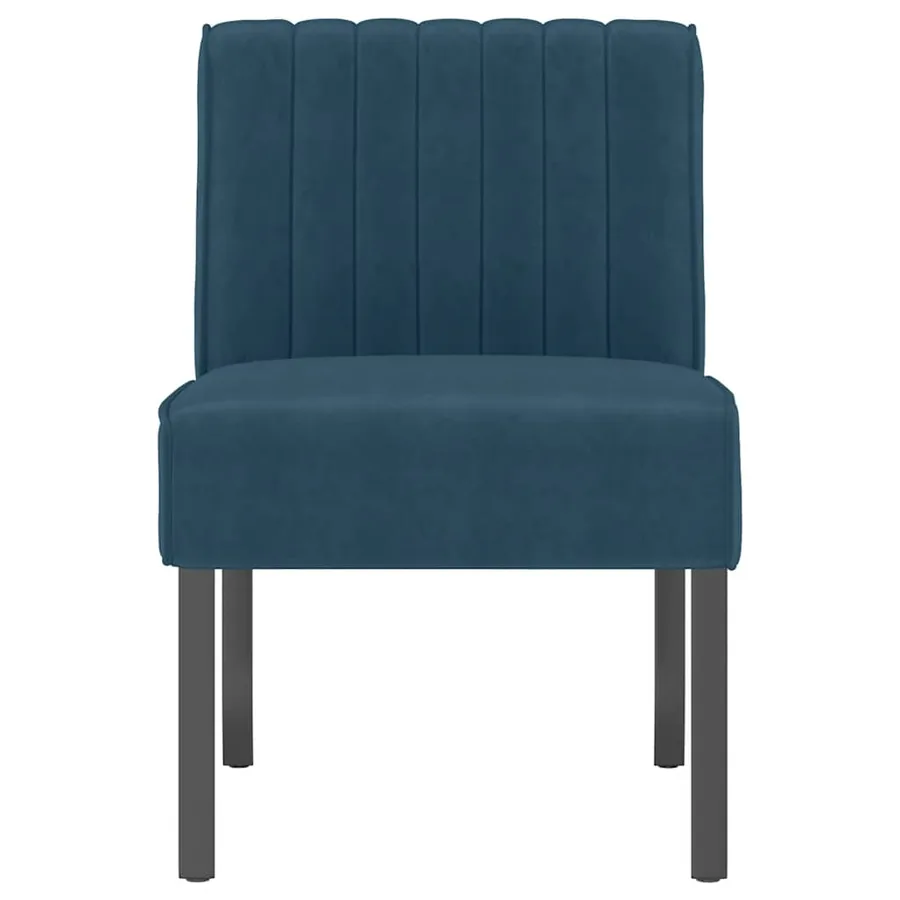 Fauteuil sans accoudoirs bleu velours - 3