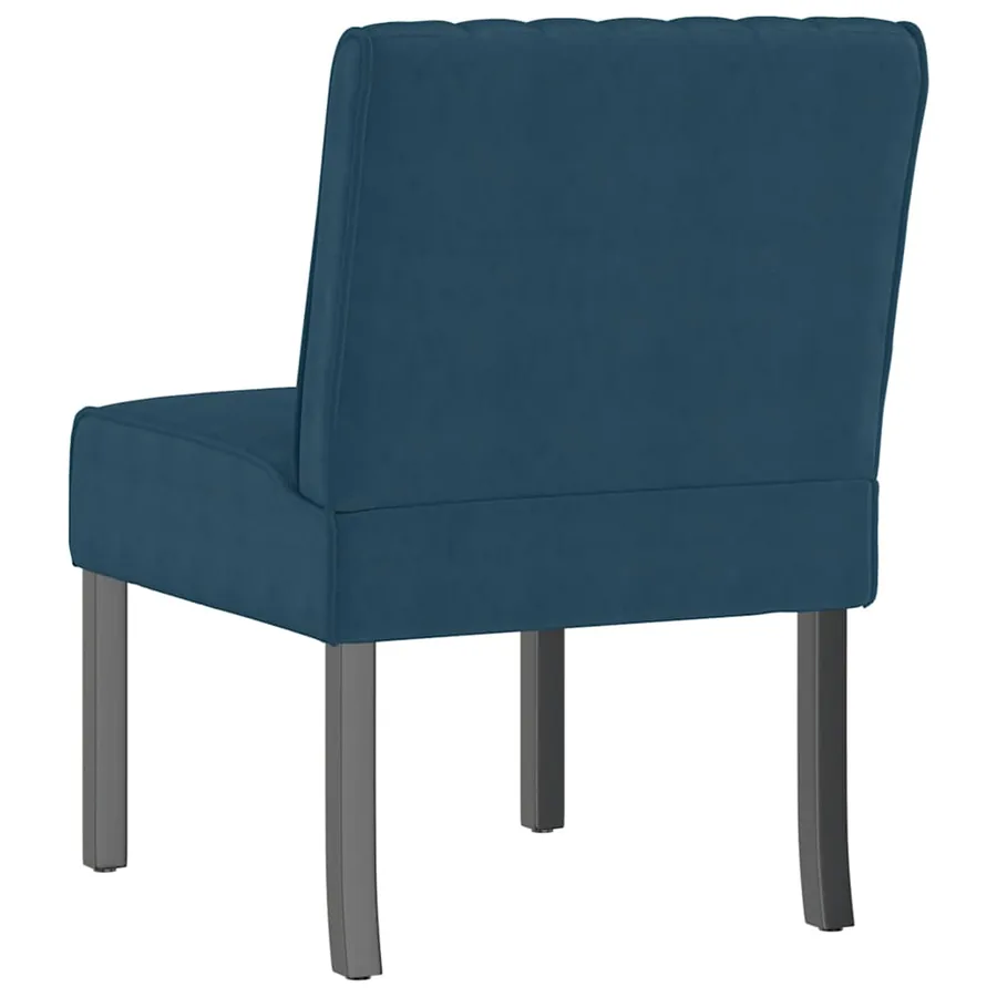 Fauteuil sans accoudoirs bleu velours - 5