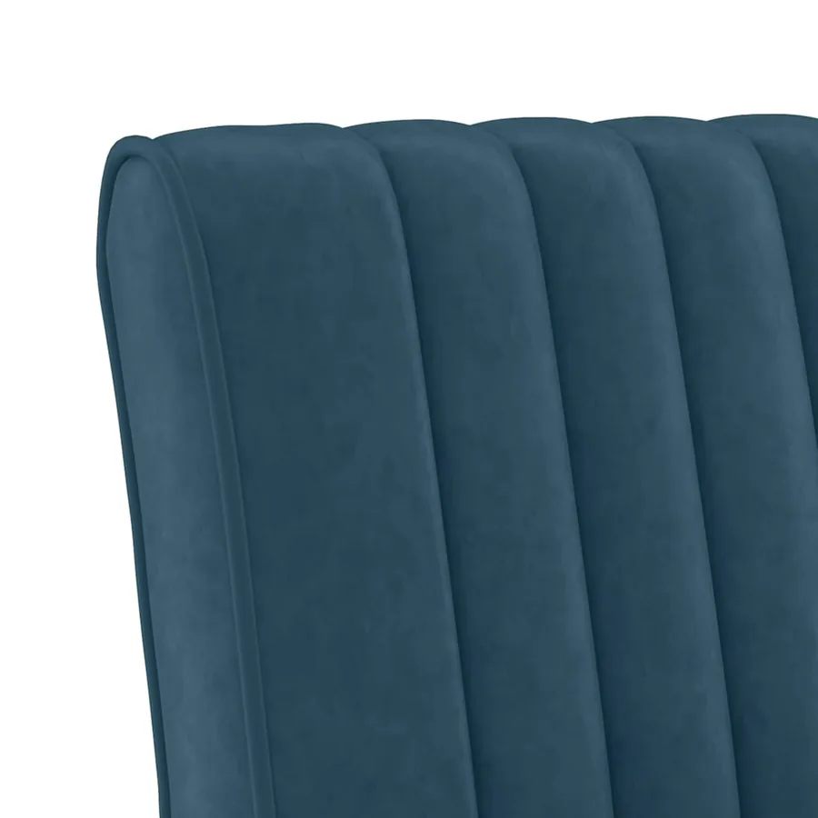 Fauteuil sans accoudoirs bleu velours - 6