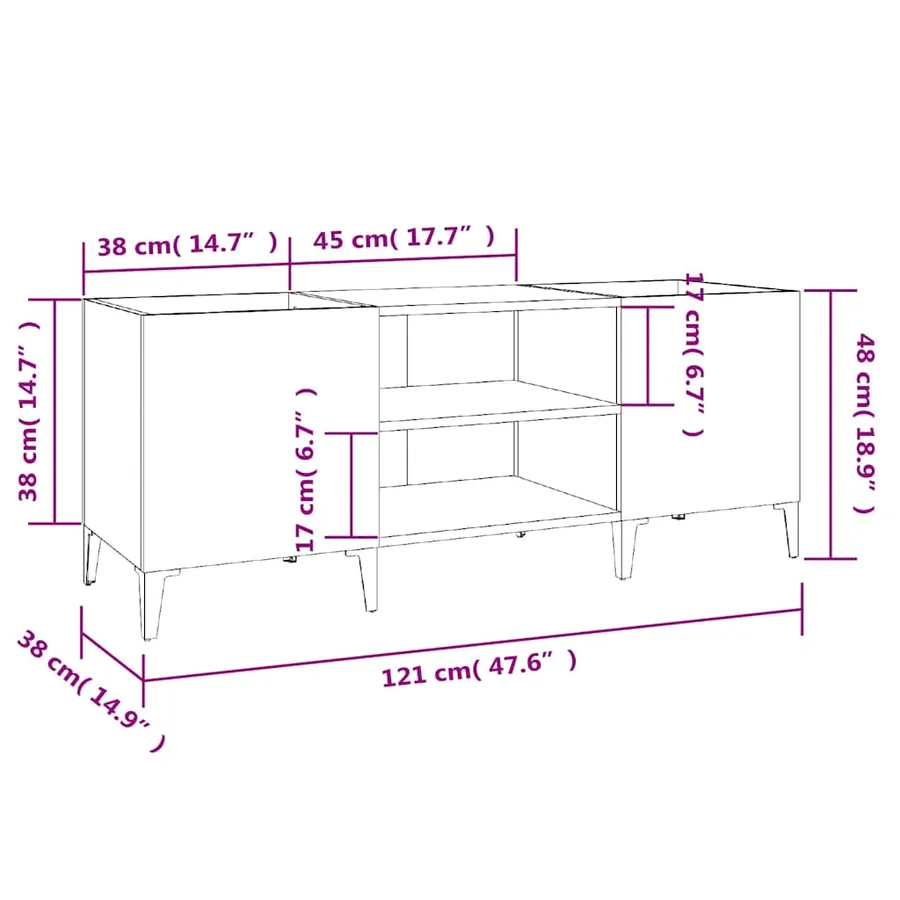 Armoire à disques sonoma gris 121x38x48 cm bois d'ingénierie - 8