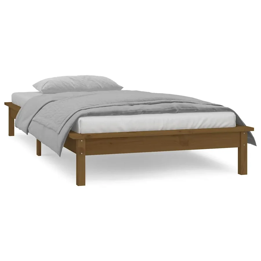 Cadre de lit à LED sans matelas 90x190 cm bois massif - 4